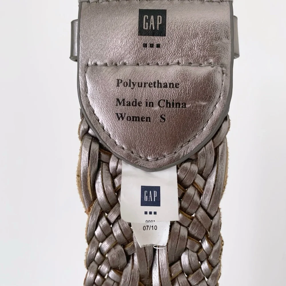 GAP Silver Gray Braided Wide Belt Y2K Vintage Boho Western Festival Whimsigoth S